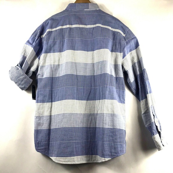 Nautica Mens XL Metropolis Slim Fit Button Down Patchwork-look Shirt French Blue - Picture 6 of 6